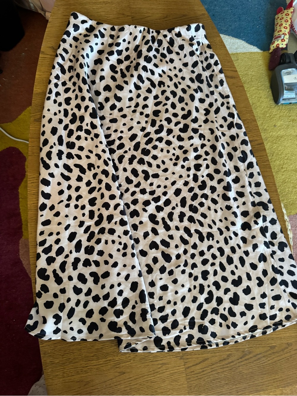 Women’s Leopard Print Midi Skirt - Black on Cream